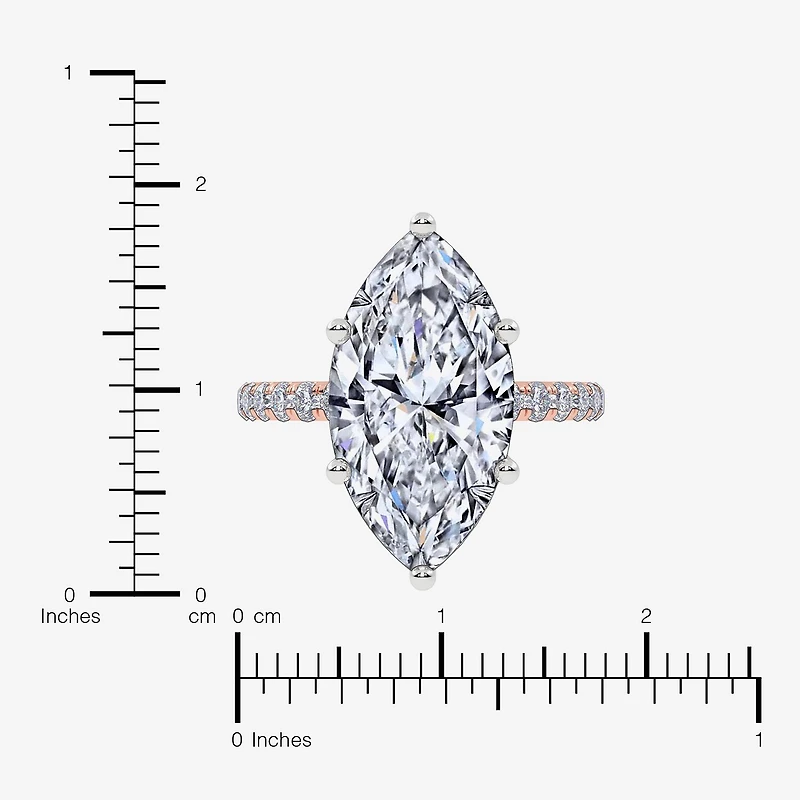 Signature By Modern Bride (F-G / Vs2-Si1) Womens 2 1/2 CT. T.W. Lab Grown White Diamond 10K Gold Marquise Side Stone -Stone Engagement Ring