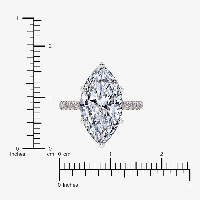 Signature By Modern Bride (F-G / Vs2-Si1) Womens 3 1/2 CT. T.W Lab Grown White Diamond 10K Gold Marquise Side Stone Engagement Ring