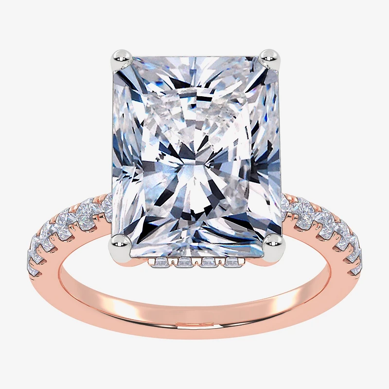 Signature By Modern Bride (F-G / Vs2-Si1) Womens 2 1/4 CT. T.W. Lab Grown White Diamond 10K Gold Rectangular Side Stone Engagement Ring