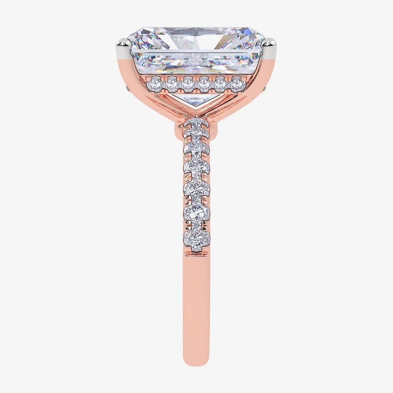 Signature By Modern Bride (F-G / Vs2-Si1) Womens 3 1/2 CT. T.W Lab Grown White Diamond 10K Gold Rectangular Side Stone Engagement Ring