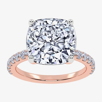 Signature By Modern Bride (F-G / Vs2-Si1) Womens 3 1/2 CT. T.W Lab Grown White Diamond 10K Gold Cushion Side Stone Engagement Ring