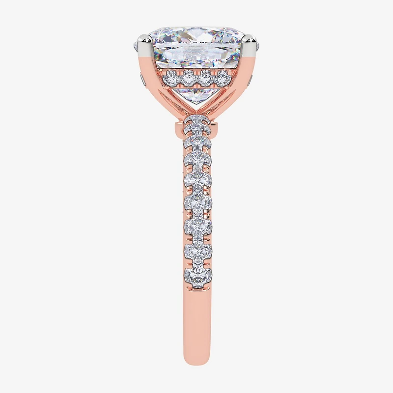 Signature By Modern Bride (F-G / Vs2-Si1) Womens 3 1/2 CT. T.W Lab Grown White Diamond 10K Gold Cushion Side Stone Engagement Ring