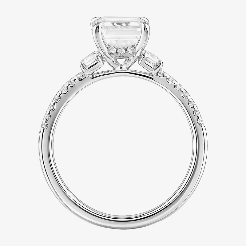 (F / Si2) Womens 2 1/3 CT. T.W. Lab Grown White Diamond 10K Gold Side Stone 3-Stone Engagement Ring