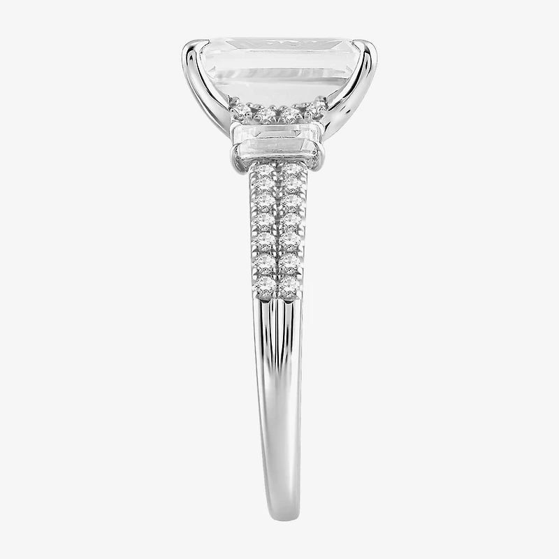 (F / Si2) Womens 2 1/3 CT. T.W. Lab Grown White Diamond 10K Gold Side Stone 3-Stone Engagement Ring