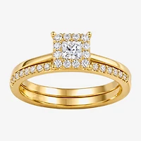 Surrounded by Love (H / I1-I2) Womens / CT. T.W. Lab Grown White Diamond Sterling Silver Halo Bridal Set