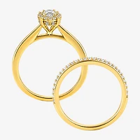 Surrounded by Love (H / I1-I2) Womens 3/4 CT. T.W. Lab Grown White Diamond Sterling Silver Marquise Halo Bridal Set