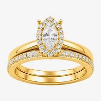 Surrounded by Love (H / I1-I2) Womens 3/4 CT. T.W. Lab Grown White Diamond Sterling Silver Marquise Halo Bridal Set