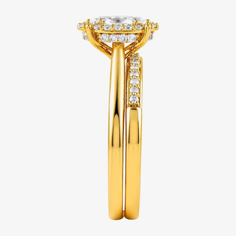 Surrounded by Love (H / I1-I2) Womens 3/4 CT. T.W. Lab Grown White Diamond Sterling Silver Marquise Halo Bridal Set