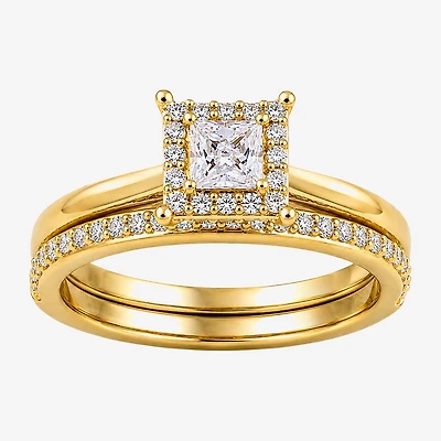 Surrounded by Love (H / I1-I2) Womens 3/4 CT. T.W. Lab Grown White Diamond Sterling Silver Halo Bridal Set
