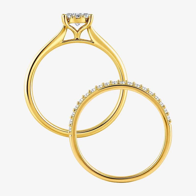 Surrounded by Love (H / I1-I2) Womens 1/2 CT. T.W. Lab Grown White Diamond Sterling Silver Oval Halo Bridal Set