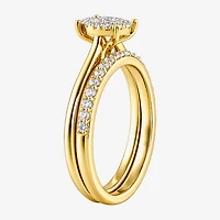 Surrounded by Love (H / I1-I2) Womens 1/2 CT. T.W. Lab Grown White Diamond Sterling Silver Oval Halo Bridal Set