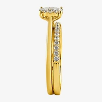 Surrounded by Love (H / I1-I2) Womens 1/2 CT. T.W. Lab Grown White Diamond Sterling Silver Oval Halo Bridal Set