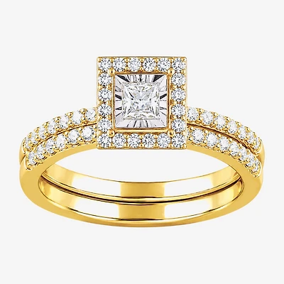 Surrounded by Love (H / I1-I2) Womens 5/8 CT. T.W. Lab Grown White Diamond Sterling Silver Side Stone Bridal Set