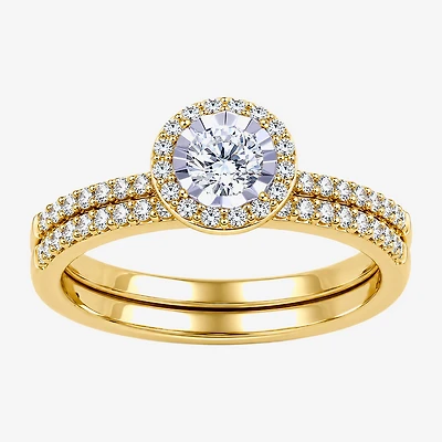 Surrounded by Love (H / I1-I2) Womens 5/8 CT. T.W. Lab Grown White Diamond Sterling Silver Round Side Stone Bridal Set