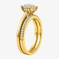 Surrounded by Love (H / I1-I2) Womens 3/4 CT. T.W. Lab Grown White Diamond Sterling Silver Round Side Stone Halo Bridal Set