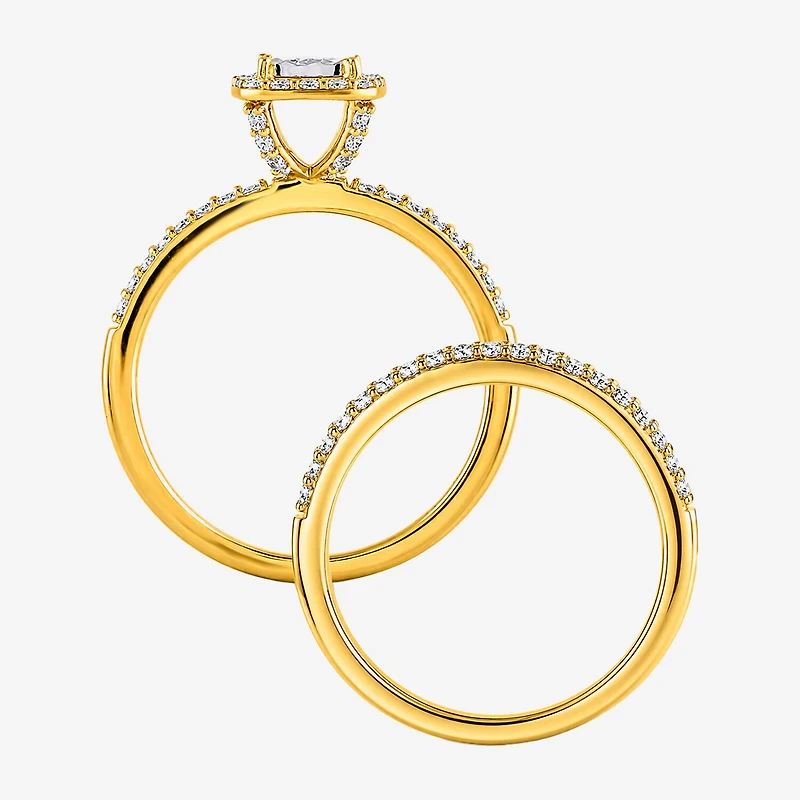 Surrounded by Love (H - I1-I2) Womens 5/8 CT. T.W. Lab Grown White Diamond Sterling Silver Cushion Side Stone Bridal Set