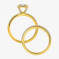 Surrounded by Love (H - I1-I2) Womens 5/8 CT. T.W. Lab Grown White Diamond Sterling Silver Cushion Side Stone Bridal Set
