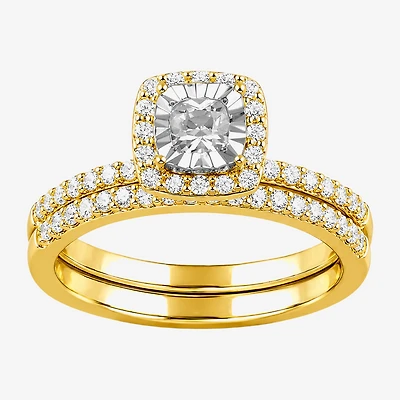 Surrounded by Love (H - I1-I2) Womens 5/8 CT. T.W. Lab Grown White Diamond Sterling Silver Cushion Side Stone Bridal Set