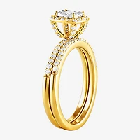 Surrounded by Love (H - I1-I2) Womens 5/8 CT. T.W. Lab Grown White Diamond Sterling Silver Cushion Side Stone Bridal Set