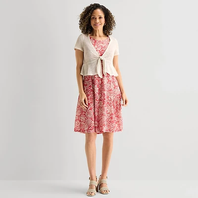 Perceptions Womens Floral Jacket Dress