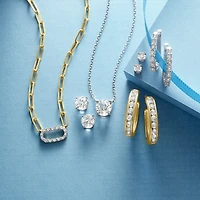 Yes, Please! (G-H / I1-12) Womens Diamond Accent Lab Grown White Diamond 14K Gold Over Silver Paperclip 18 Inch Pendant Necklace