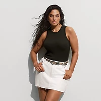 Ashley Graham Women's Plus High Neck Rib Tank