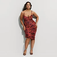Ashley Graham Women's Plus Ruched Bodycon Midi Dress