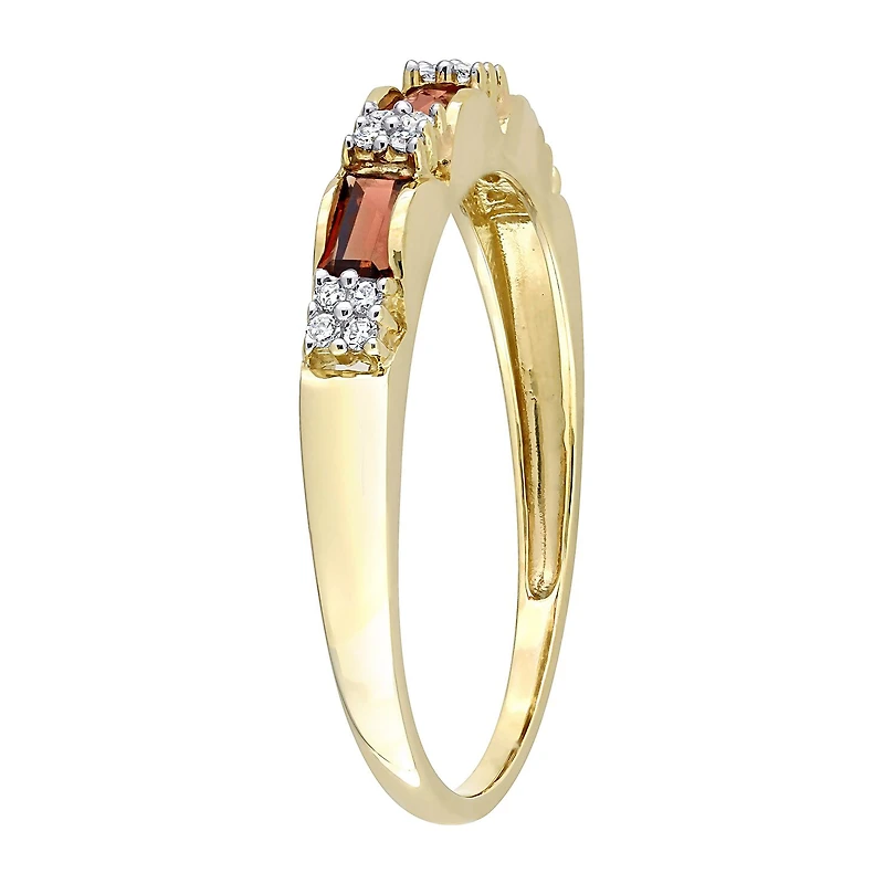Womens Diamond Accent Genuine Red Garnet 10K Gold Stackable Ring