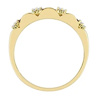 Womens Diamond Accent Genuine Red Garnet 10K Gold Stackable Ring