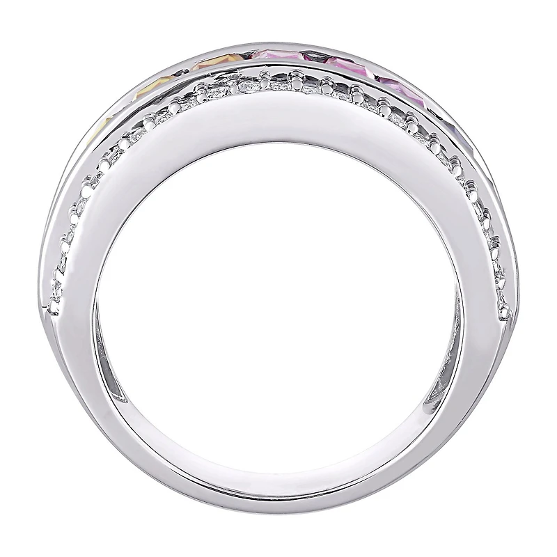 Womens Lab Created Multi Color Sterling Silver Stackable Ring