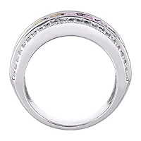 Womens Lab Created Multi Color Sterling Silver Stackable Ring