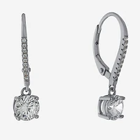 Silver Treasures Womens Cubic Zirconia Sterling Silver Round Drop Earrings