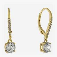 Silver Treasures Womens Cubic Zirconia 14K Gold Over Silver Drop Earrings