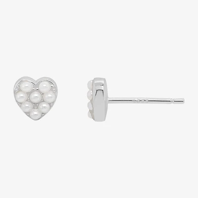 Itsy Bitsy White Sterling Silver 6mm Heart Stud Earrings