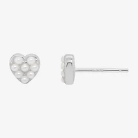 Itsy Bitsy White Sterling Silver 6mm Heart Stud Earrings