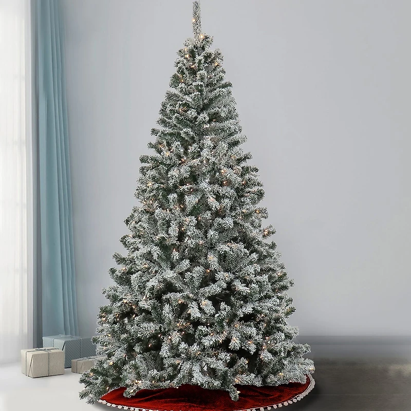 National Tree Co. 7.5ft Pre-Lit Frosted Spruce Flocked Christmas Tree