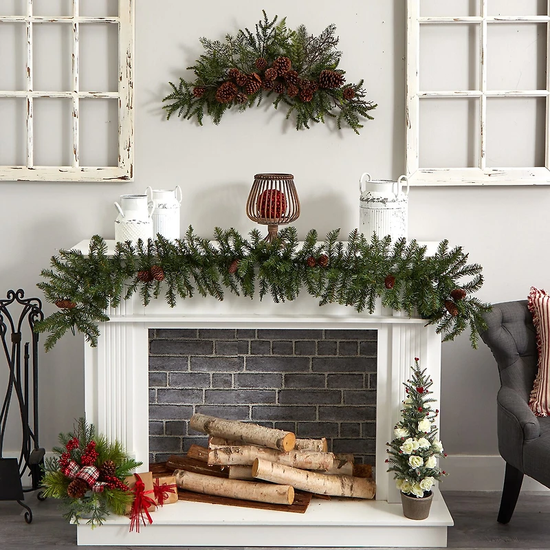 Nearly Natural 28in Teardrop Indoor Christmas Swag