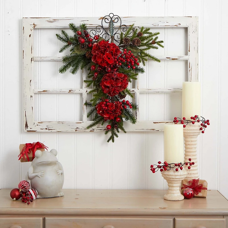 Nearly Natural 30in Apple Berry Wreath