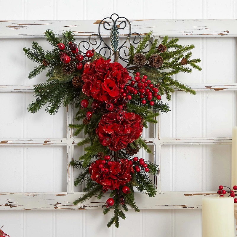 Nearly Natural 30in Apple Berry Wreath
