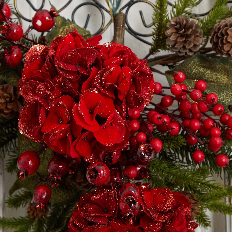 Nearly Natural 30in Apple Berry Wreath