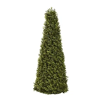 Nearly Natural 39in Boxwood Cone With Lights 3 1/2 Foot Pre-Lit Christmas Tree