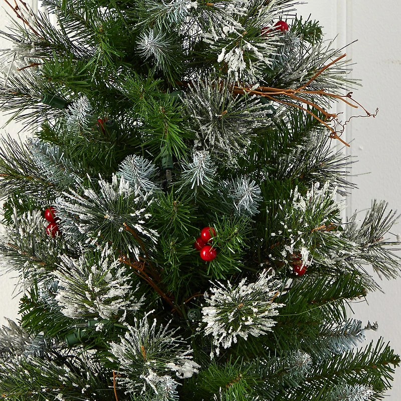 Nearly Natural 3 Foot With Berries Pre-Lit Christmas Tree