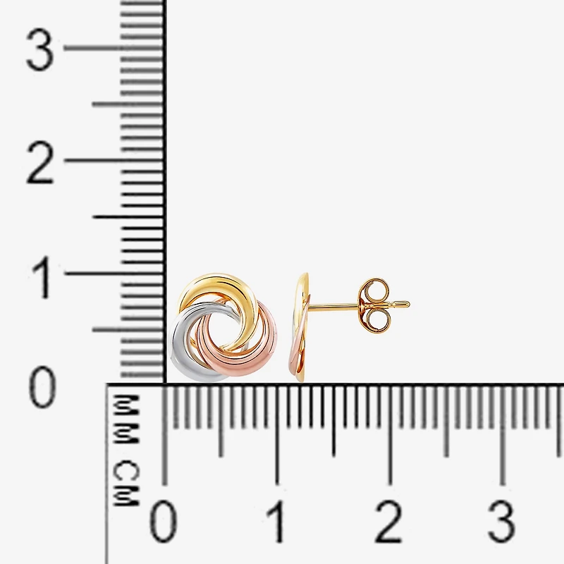 14K Tri-Color Gold 10mm Knot Stud Earrings