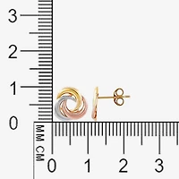 14K Tri-Color Gold 10mm Knot Stud Earrings