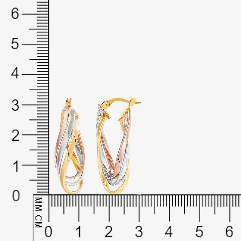 Made in Italy Womens 14K Tri-Color Gold 32mm Round Hoop Earrings