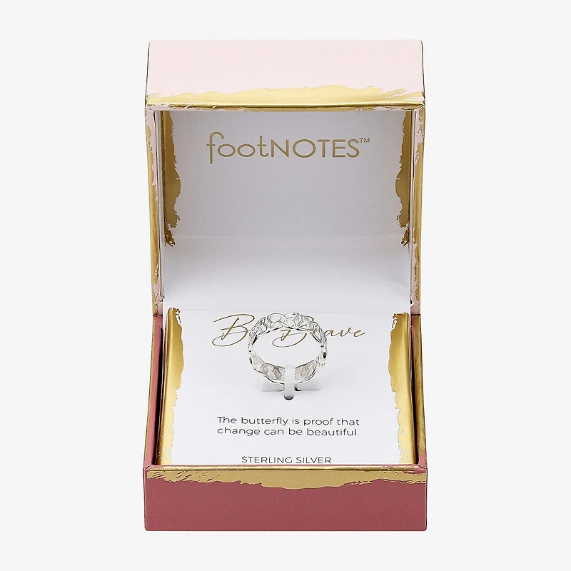 Footnotes Brave Womens 6.5MM Sterling Silver Butterfly Band