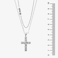 Sparkle Allure Light Up Box Womens Cubic Zirconia Pure Silver Over Brass Cross 4-pc. Jewelry Set