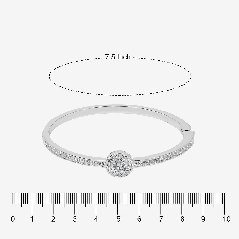 Sparkle Allure Womens Cubic Zirconia Pure Silver Over Brass Bangle Bracelet