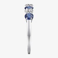 Gemstone & Lab-Created White Sapphire Sterling Silver Band