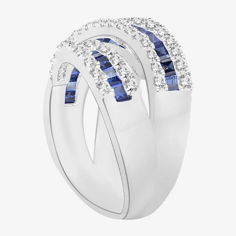 Womens Lab Created Emerald, Sapphire or Ruby 14K Gold Over Silver Sterling Cocktail Ring